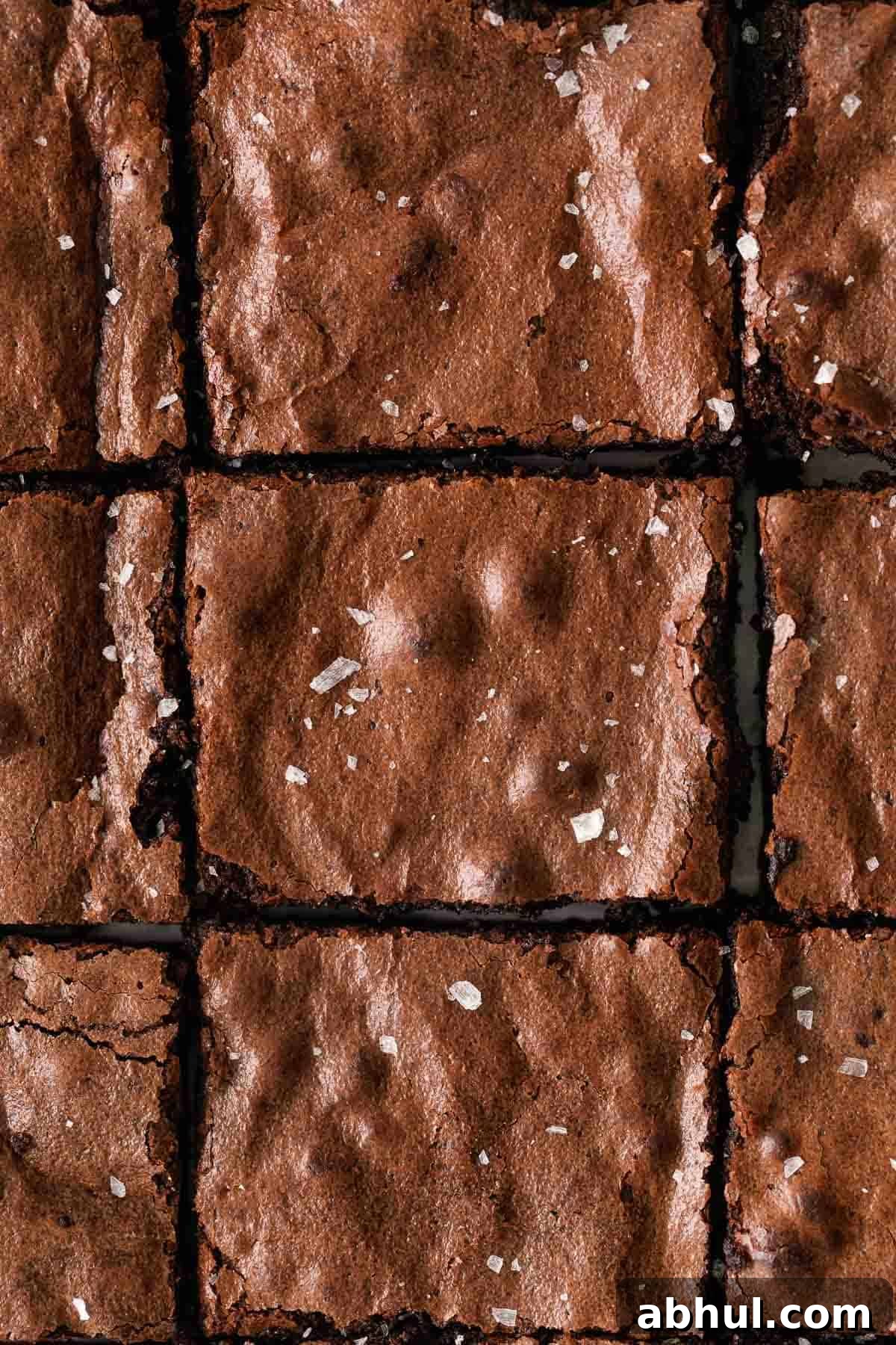 Gluten-Free Seven-Layer Bars Recipe — Chewy Chocolate Coconut Bars 15 close up of gluten free brownies sprinkled with sea salt