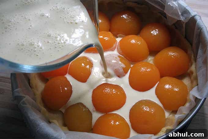 Pouring Cream Over Apricots