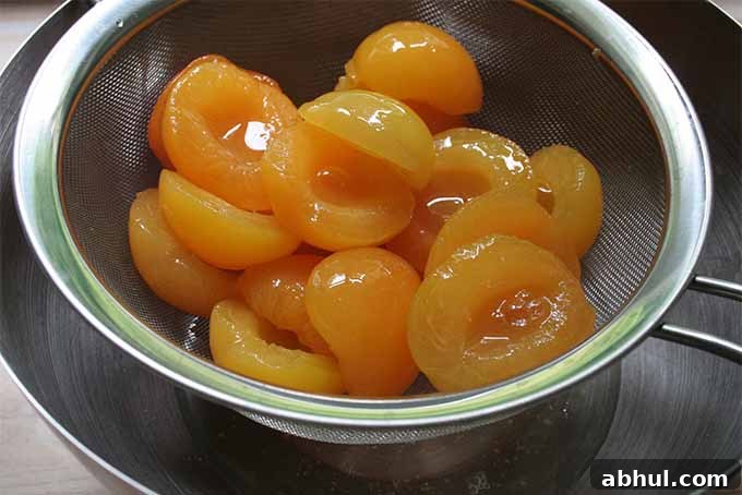 Draining Canned Apricots