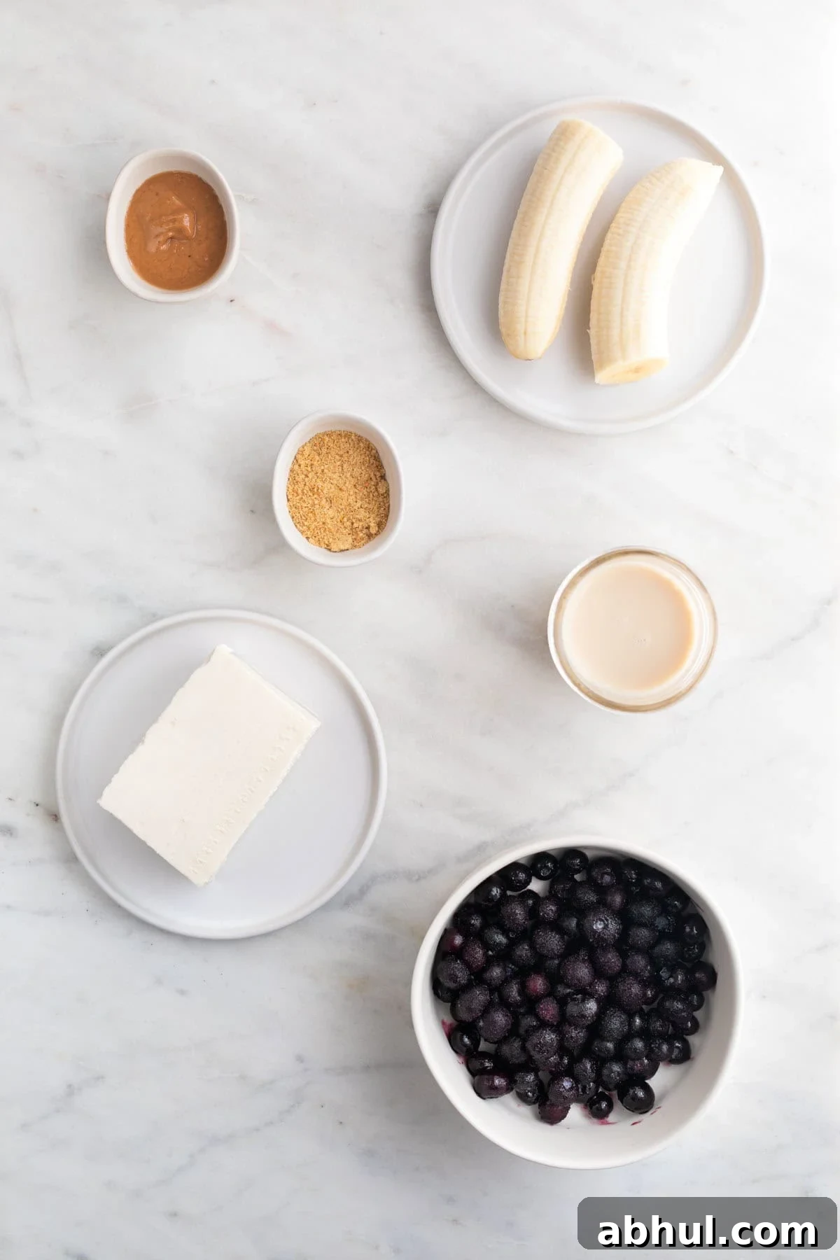 Ingredients for making a silken tofu smoothie.