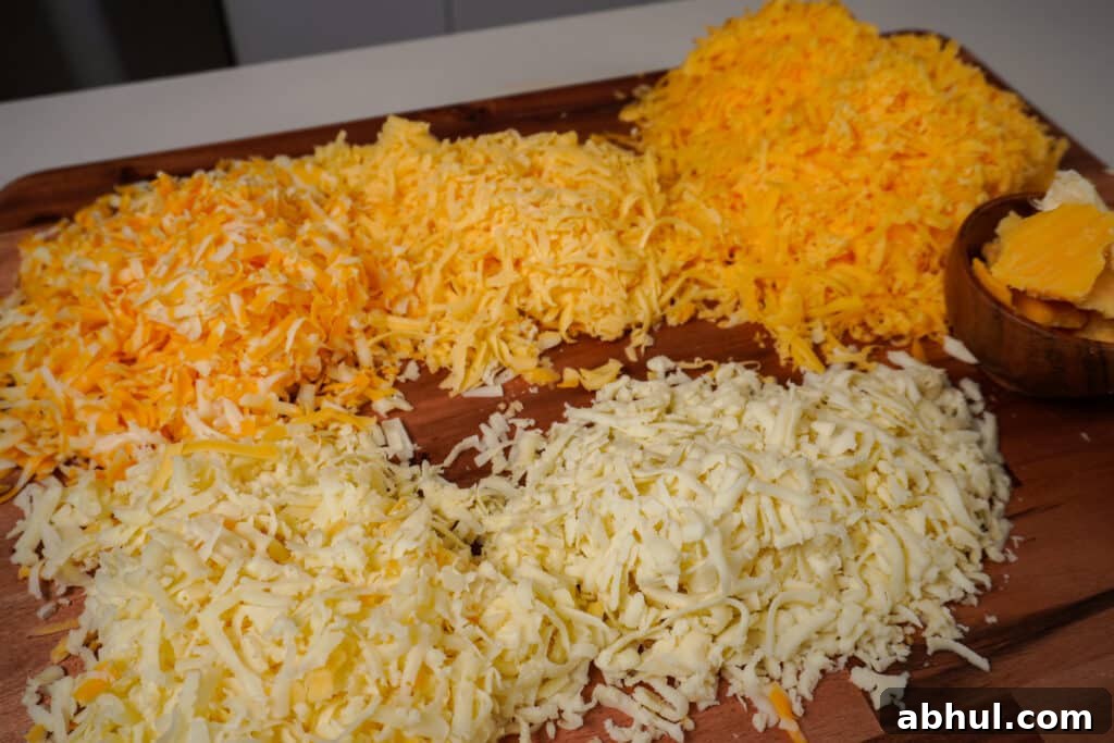 Mixing shredded cheese