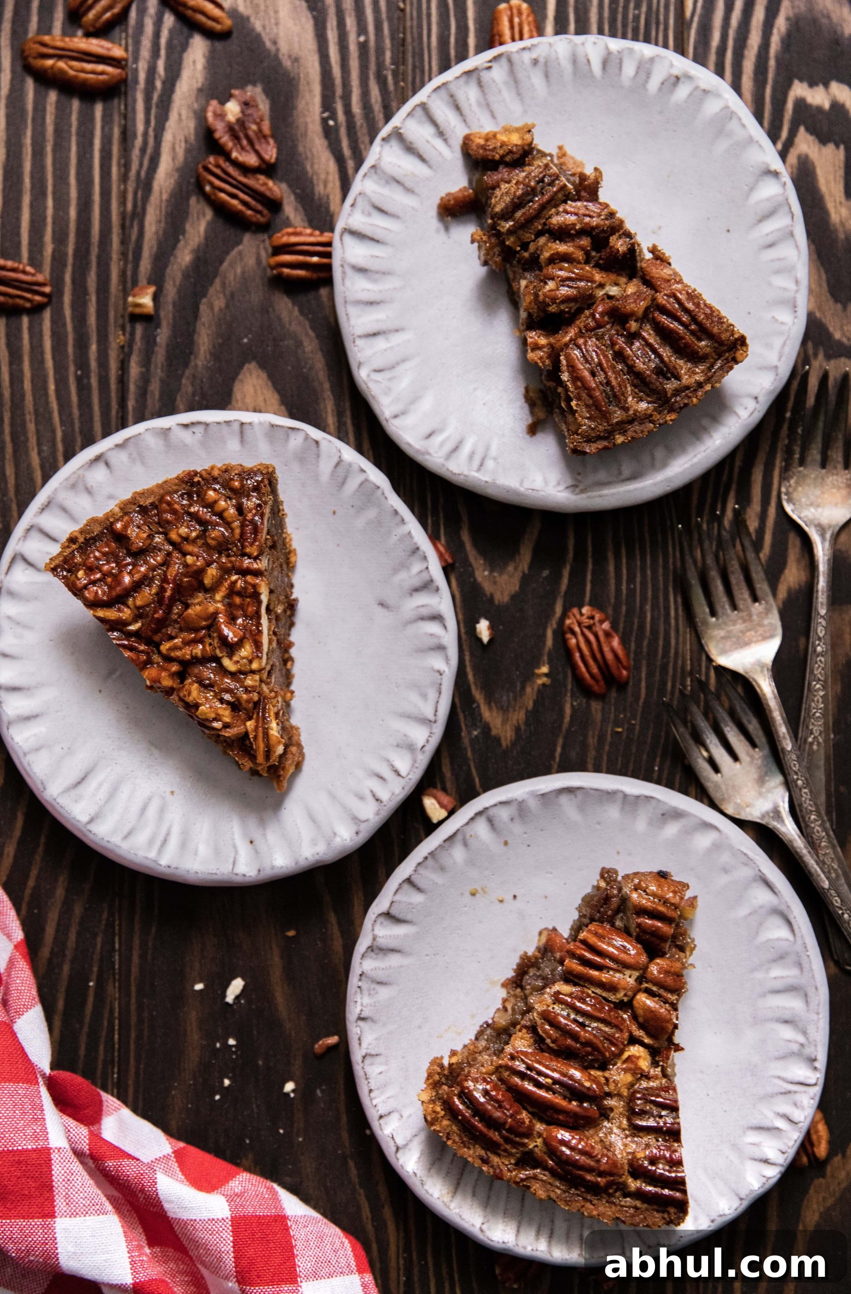 salted caramel, bourbon, and maple cinnamon brown sugar pecan pie slices