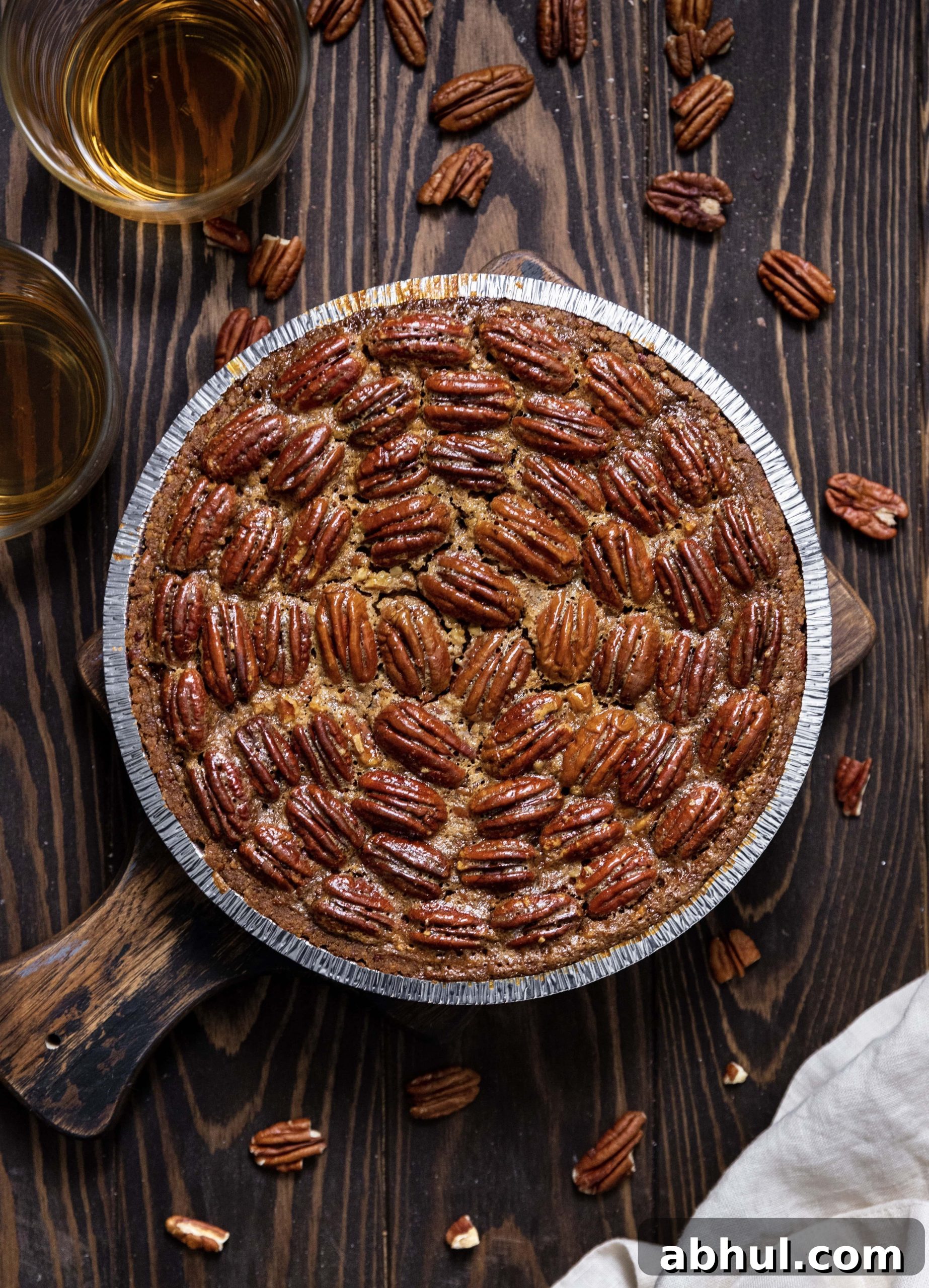 bourbon pecan pie with bourbon shots