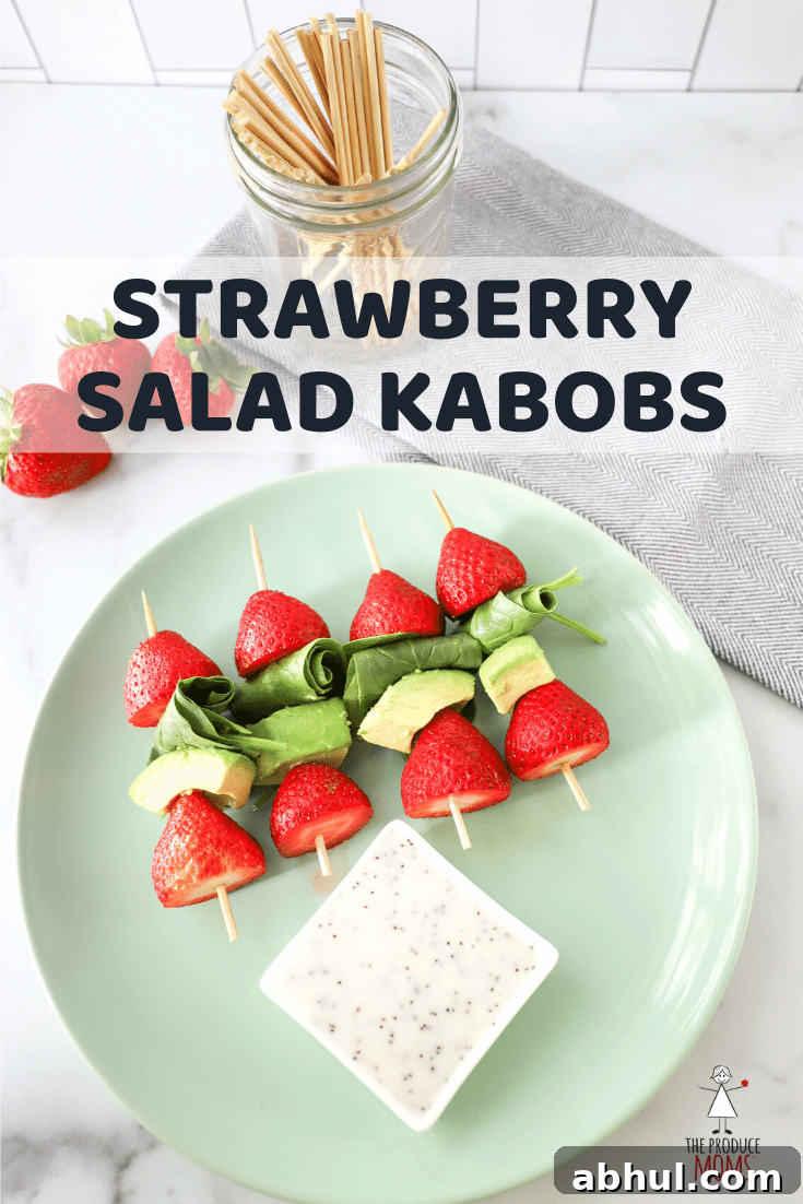 Strawberry Salad Kabobs with Avocado and Spinach