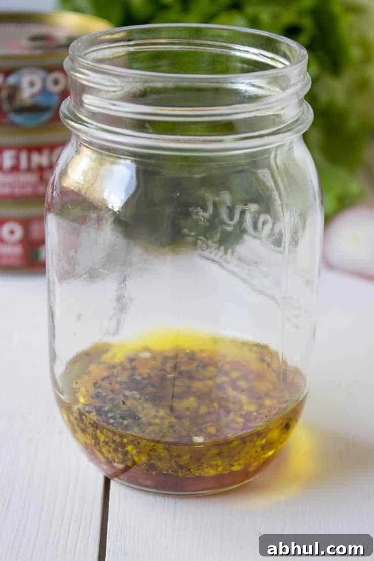 Vinaigrette dressing made with dijon mustard and shallots. 