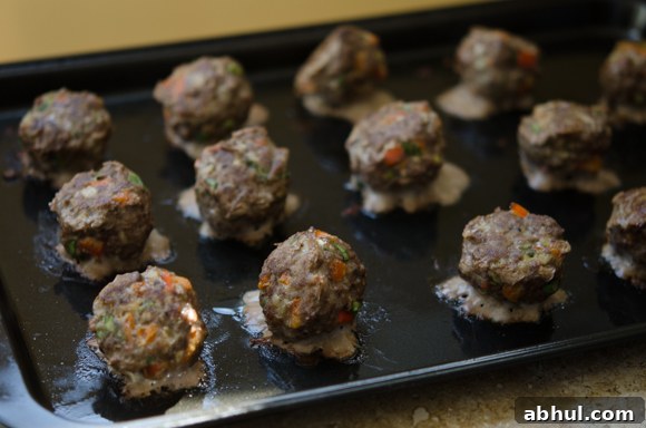Oven-baked Asian beef meatballs with crisp, even color