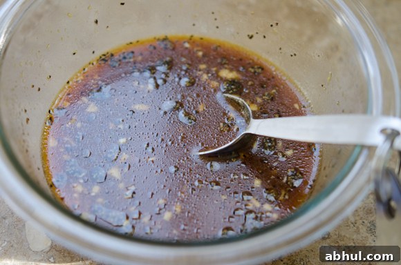 Pineapple soy glaze ingredients combined in a small mixing bowl