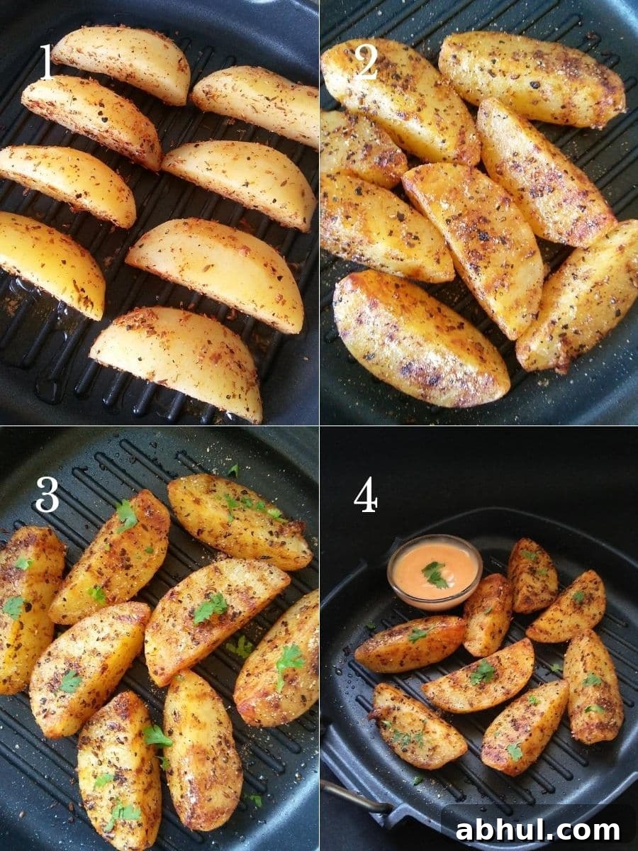 Grilling Indian spiced potato wedges