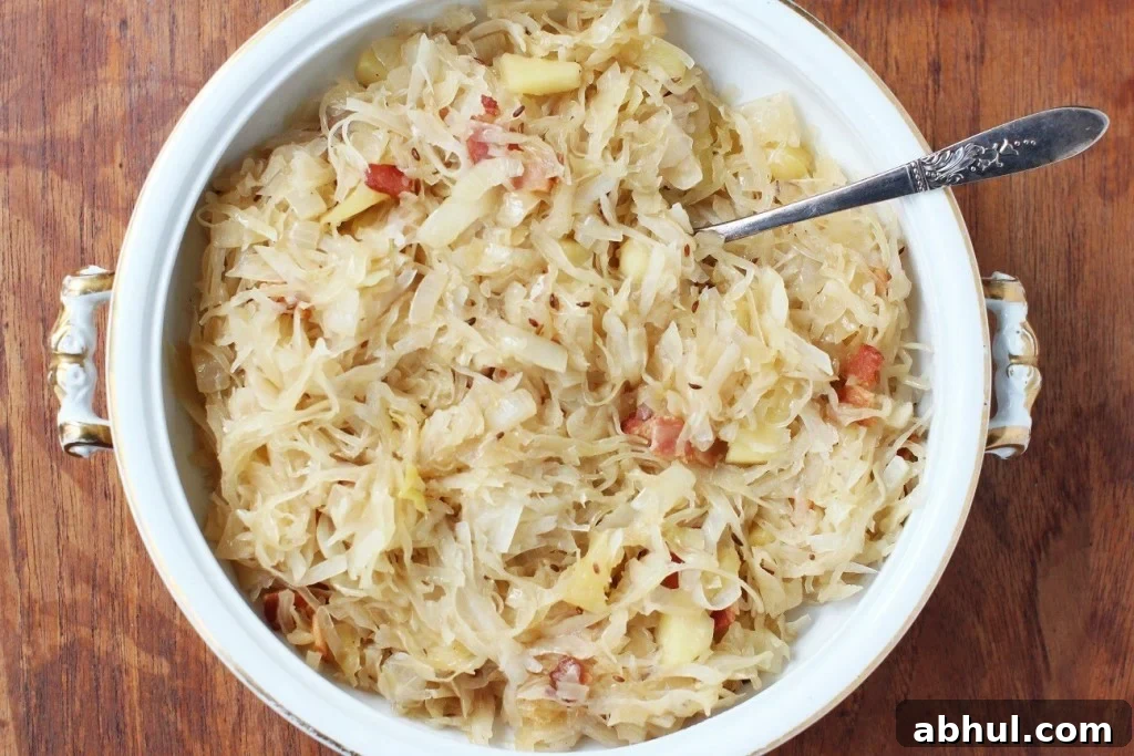 a bowlful of German Style Sauerkraut,