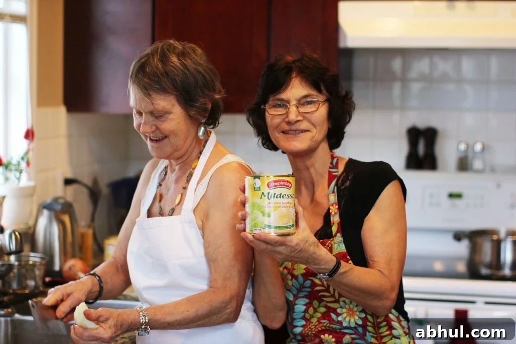 Mom and aunt making German Style Sauerkraut
