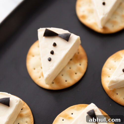Tuxedo Cheese Crackers New Year's Eve Appetizer