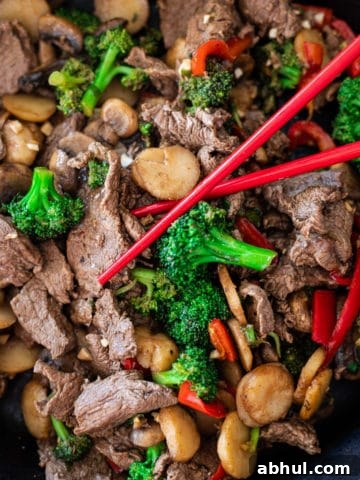 Beef stir fry closeup