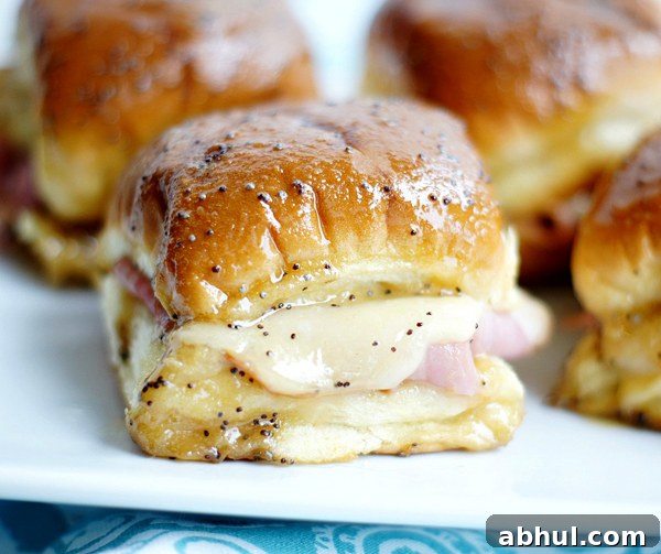 Caramelized ham and swiss sliders
