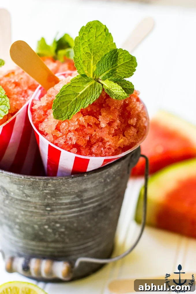 Refreshing Watermelon Granita Recipe — Summer Frozen Dessert 2 Watermelon Granitas