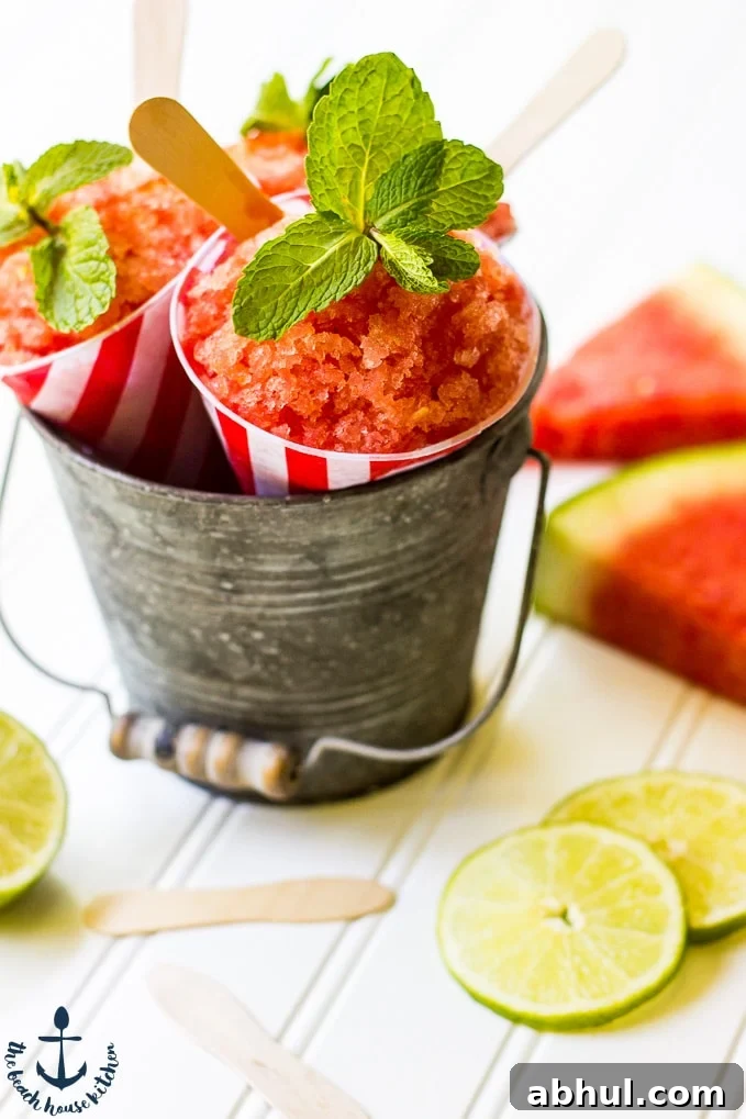 Refreshing Watermelon Granita Recipe — Summer Frozen Dessert 3 Watermelon Granitas