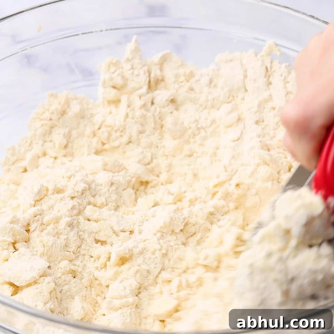 mixing the flour and butter with pastry blender