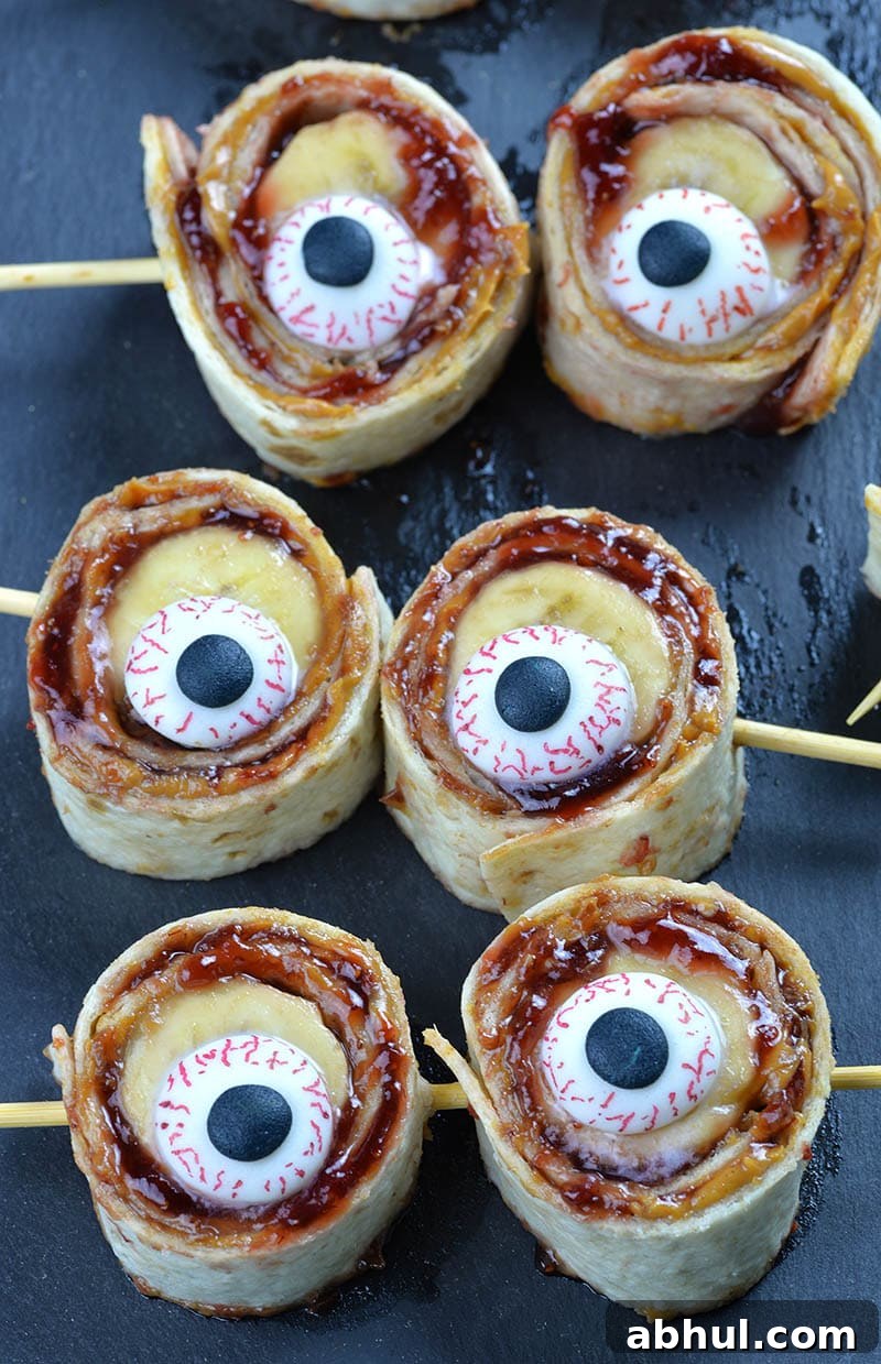 Three pair of Halloween Banana Sushi eyes.
