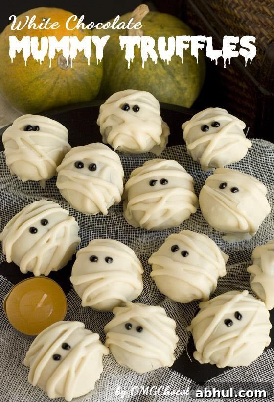 White Chocolate Mummy Truffles are fun and festive Halloween treat.