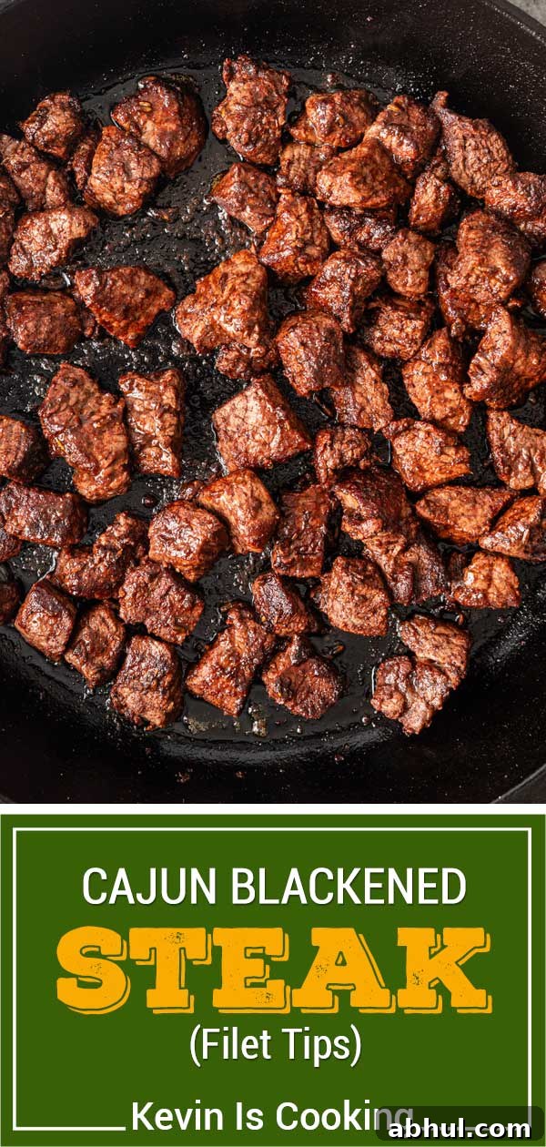titled image (and shown): cajun blackened steak (filet tips)