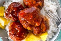 Hawaiian Ham Balls with Pineapple Glaze