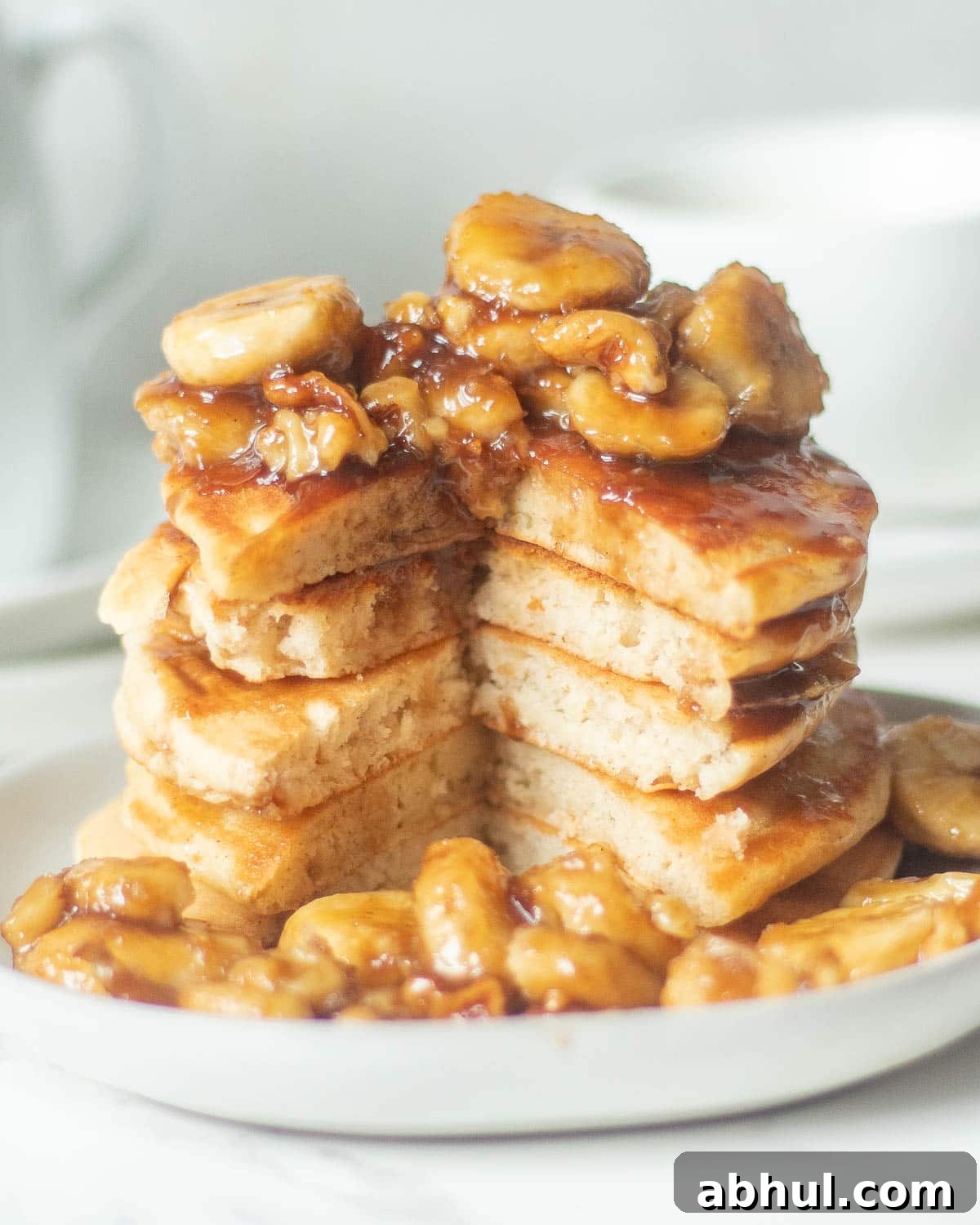 bananas foster pancakes ihop inspired on a plate