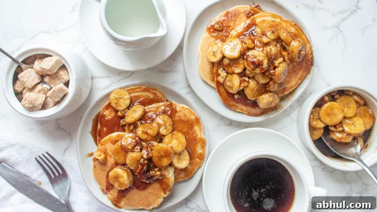 banana foster pancakes from above