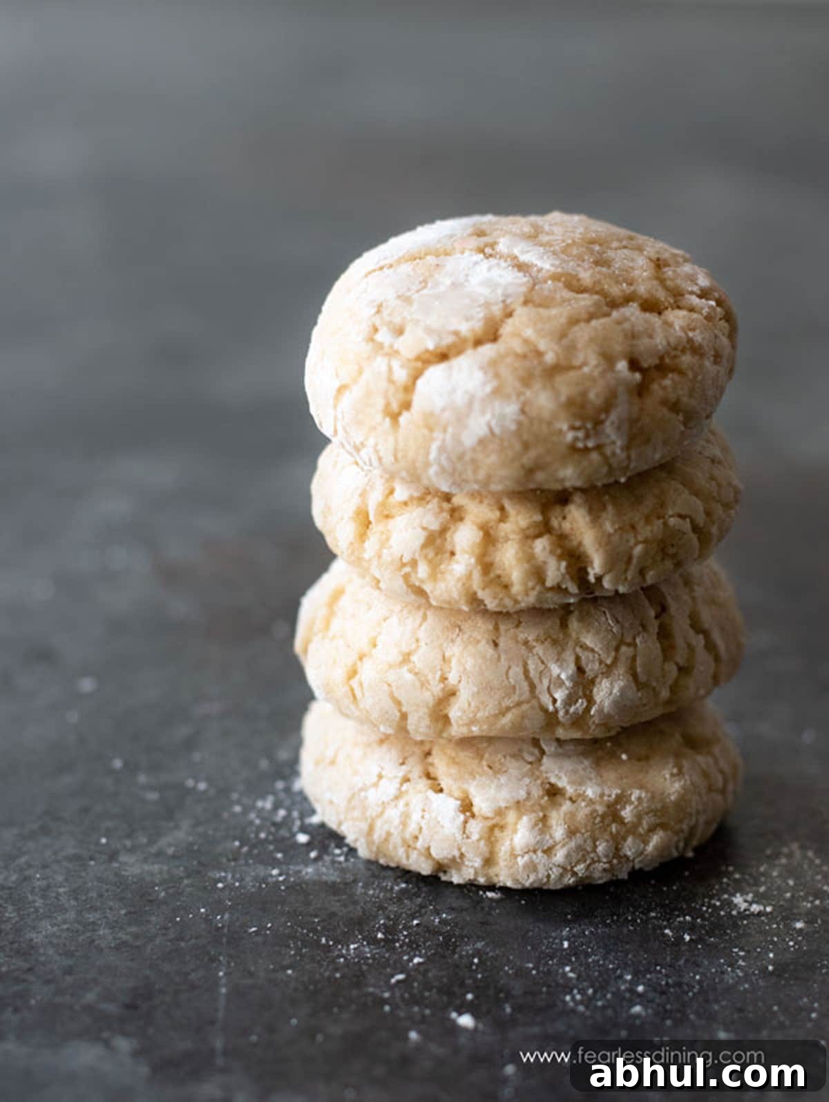 A stack of four eggnog cookies.
