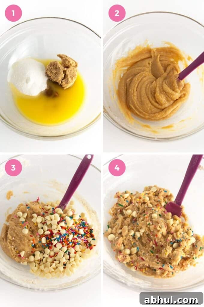 Mixing funfetti dough