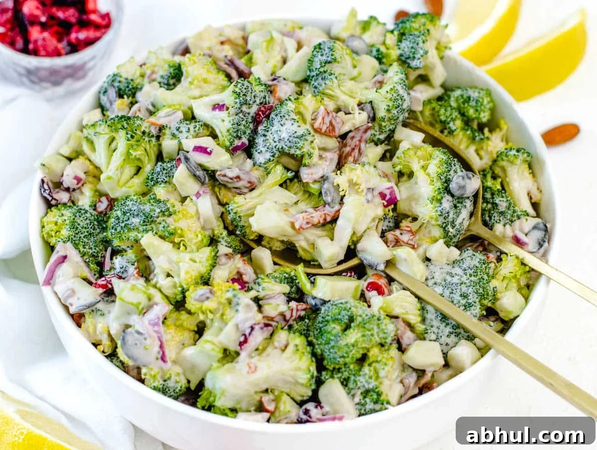 Broccoli Salad with lemon wedges