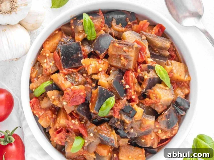 Sautèed eggplant in a bowl
