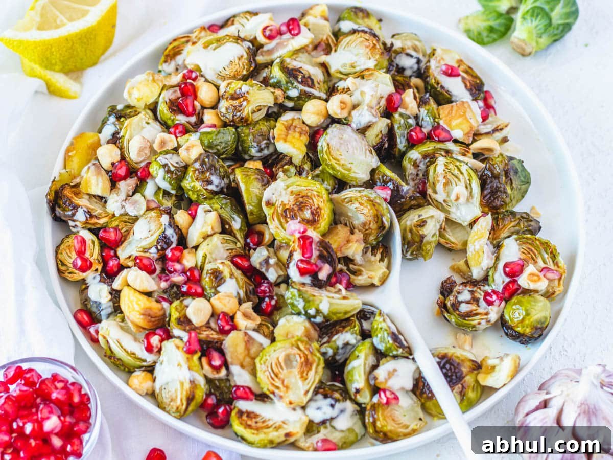 Roasted Brussels sprouts with tahini sauce
