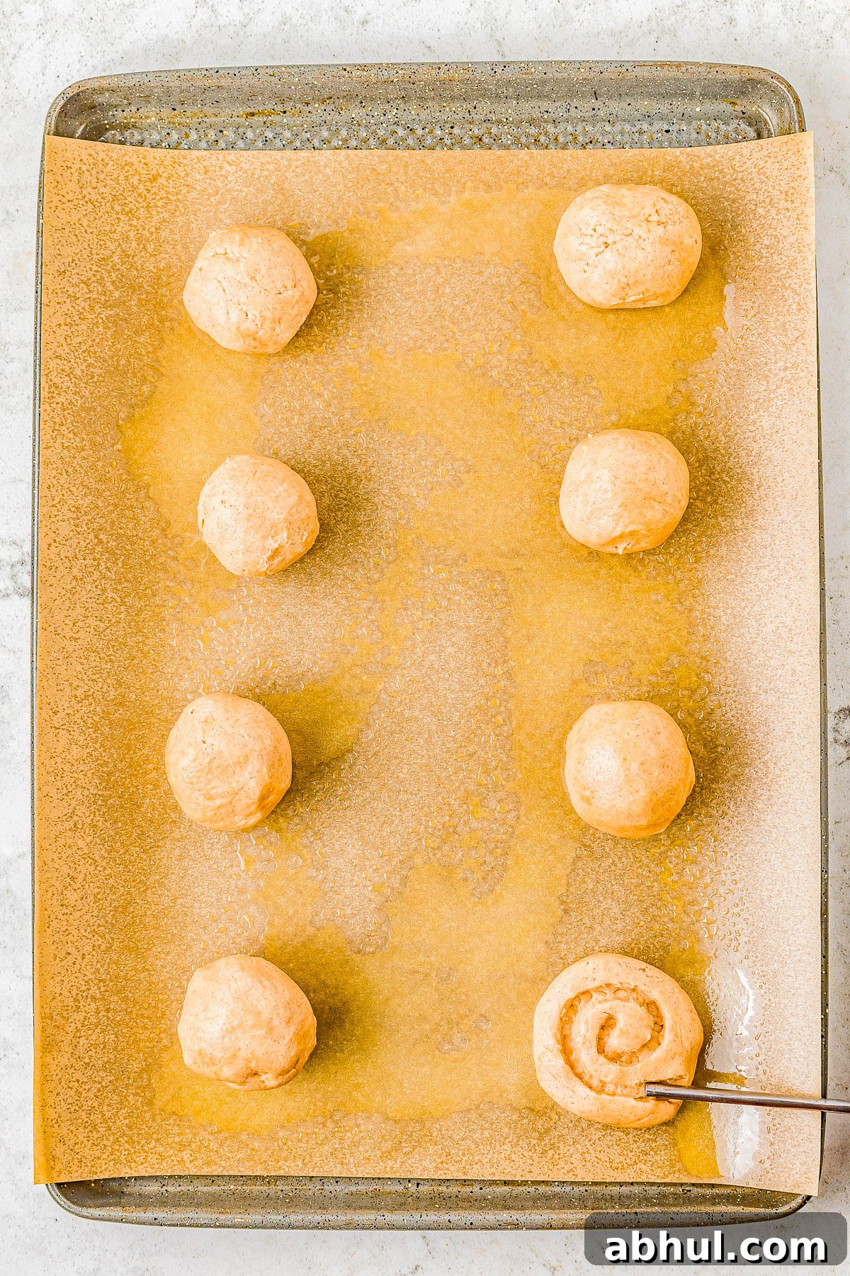 Creating the honey bun swirl on each cookie