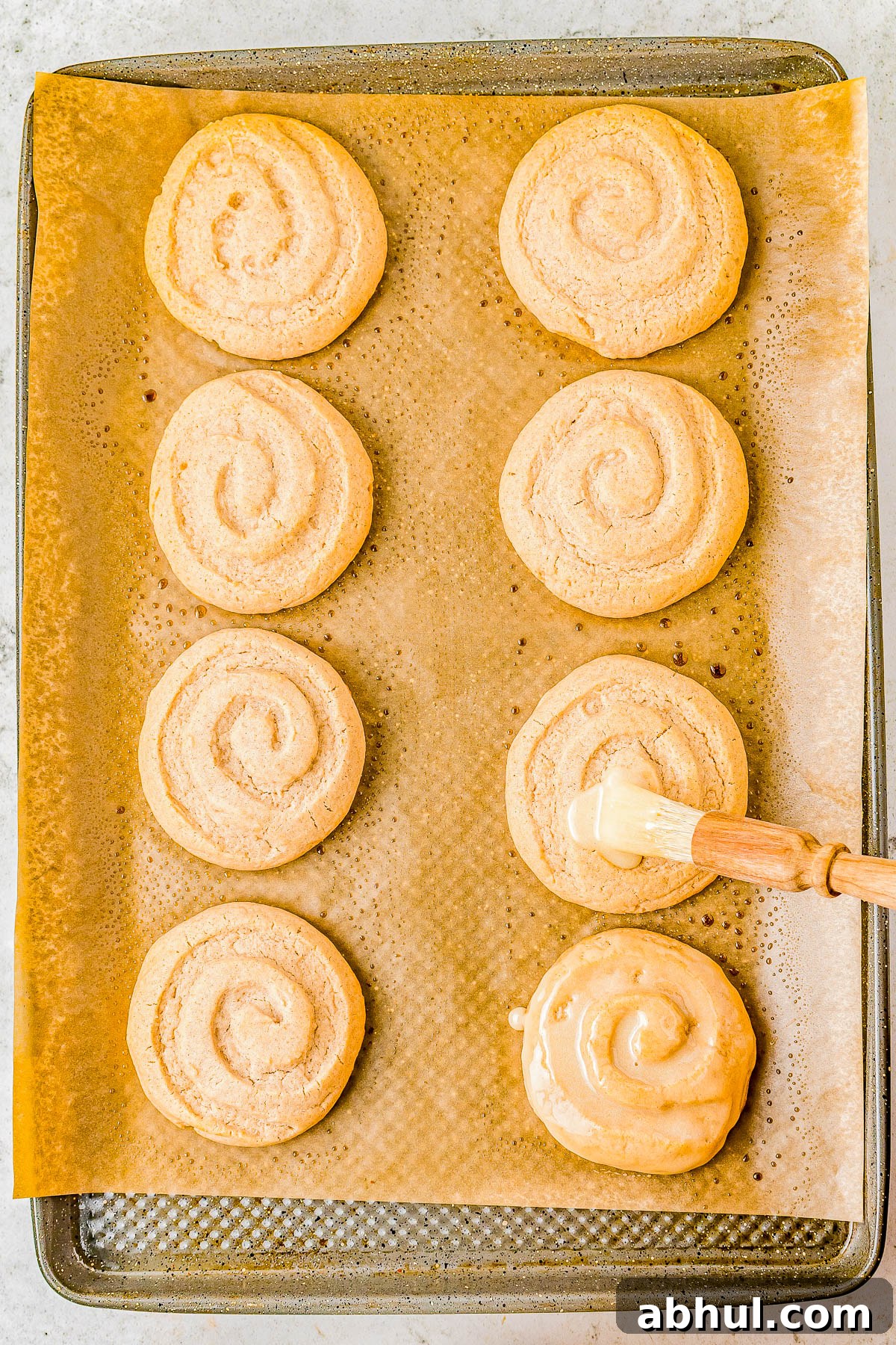 Brushed honey glaze on cookies