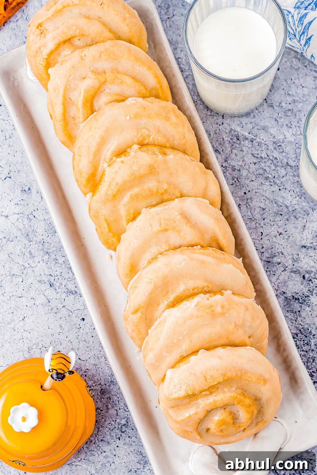 Stack of honey bun cookies ready to serve